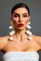 Pendientes de Camelia – Flor Blanca y Perlas