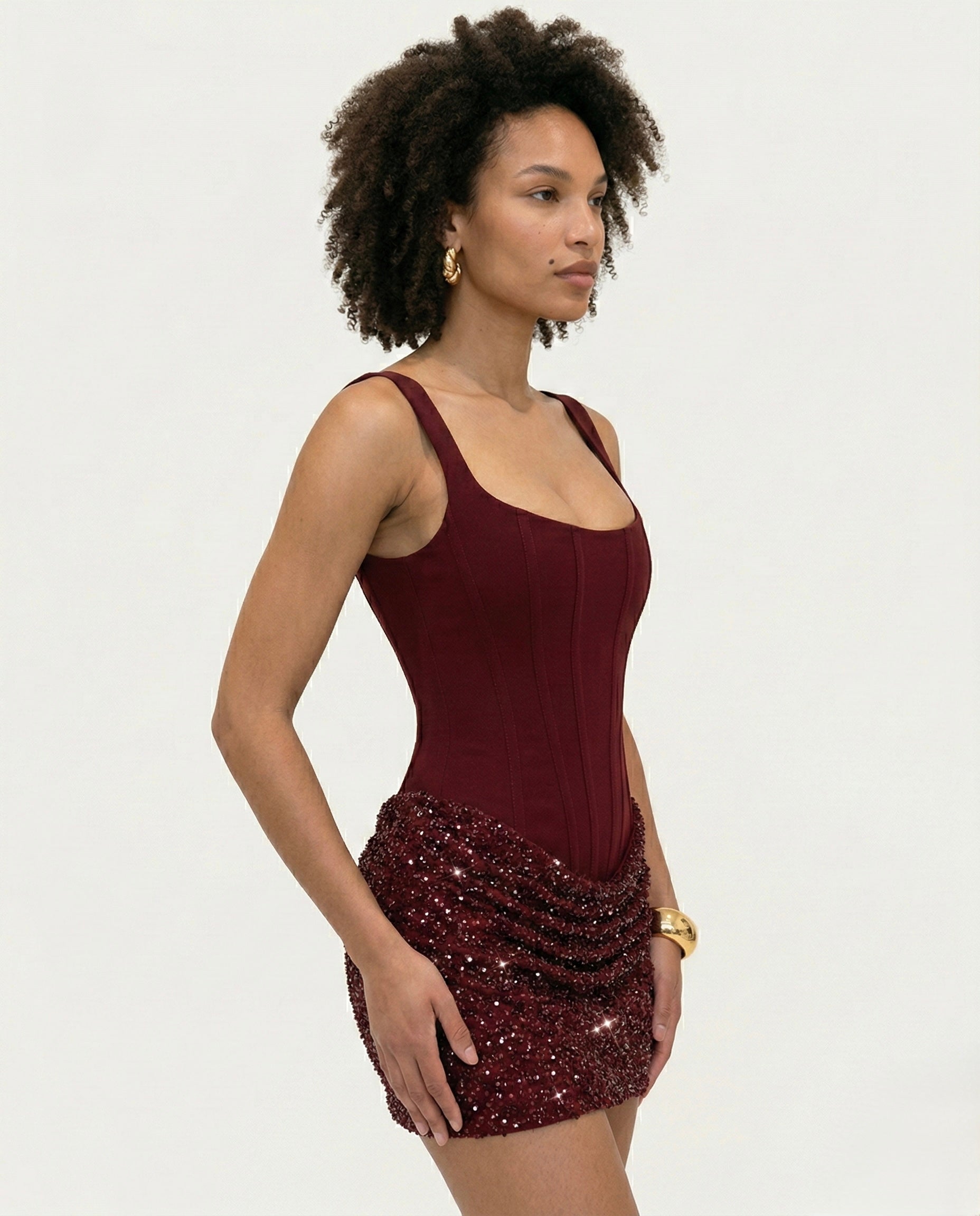 Vestido Velvet Corset Mini