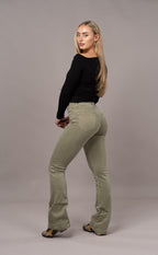 Vaqueros Acampanados Talle Alto - Caqui