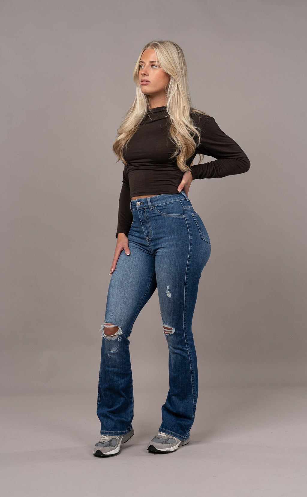 Vaqueros Acampanados Rotos - Azul zafiro