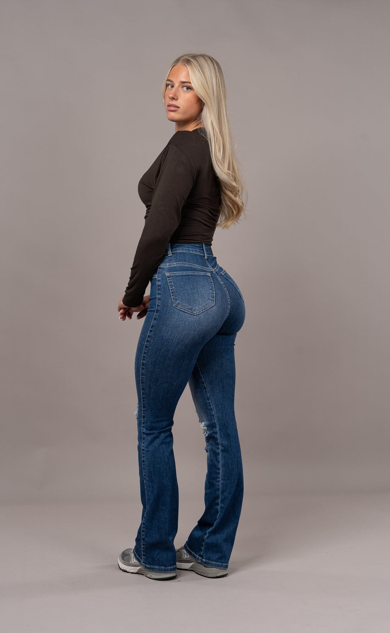 Vaqueros Acampanados Rotos - Azul zafiro