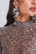 Pendientes Aria – Flores Plateadas