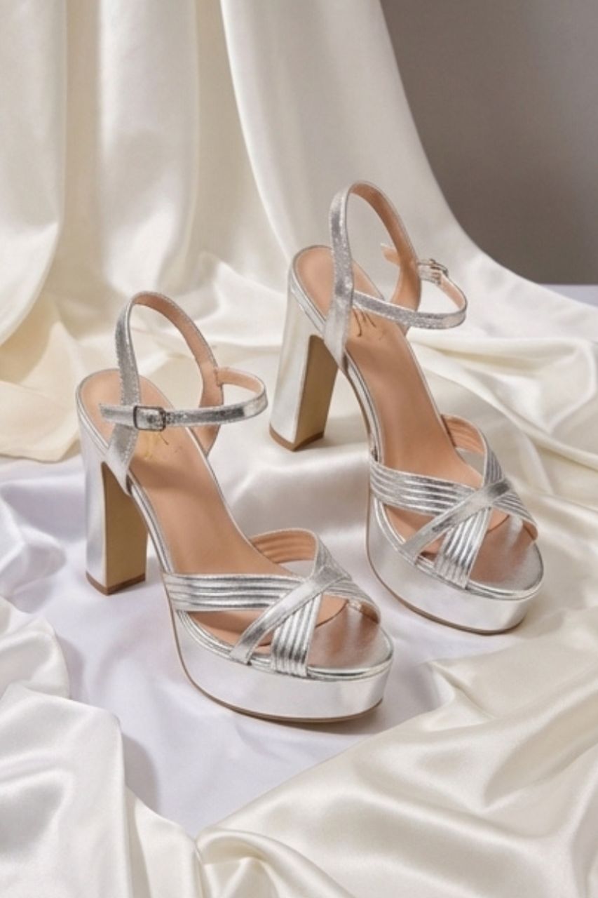 Zapatos Soledad Plateado de tacón